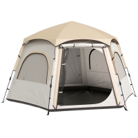 Outsunny Tenda de Campismo para 2-3 Pessoas Dobrável com Fácil Instalação e Bolsa de Transporte 280x240x155 cm Branco e Bege