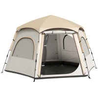Outsunny Tenda de Campismo para 2-3 Pessoas Dobrável com Fácil Instalação e Bolsa de Transporte 280x240x155 cm Branco e Bege(m-1)