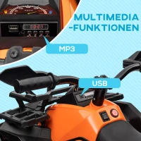 HOMCOM 12V Kinderfahrzeug mit Vorwärts-, Rückwärtsfunktion, MP3-Musikplayer, Scheinwerfer, 3-8 km/h, 3-5 Jahre, Orange(m-5)