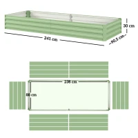 Outsunny Podwyższone Grządki Ogrodowe z Stali, Otwarte Dno, Łatwy Montaż, 241 dł. x 90,5 szer. x 30 wys. cm, Zielony(m-3)