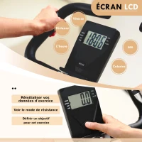 SPORTNOW Vélo d'appartement pliant, silencieux avec résistance magnétique à 8 niveaux, siège réglable, écran LCD, blanc(m-4)