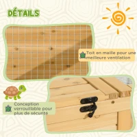 PawHut Maison enclos cage habitat pour petit animal tortues avec 2 espaces 91 x 60,5 x 32 cm bois massif jaune clair(m-6)