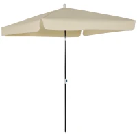 Outsunny Umbrela de Gradina cu acoperis patrata Rglabila si Portabila, Crem 2x2m(m-12)