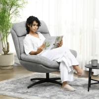 HOMCOM Draaistoel, 360-graden rotatie, Chenille-stof, Geïntegreerde Armleuningen, Stalen Poten, Grijs, Zwart(m-10)