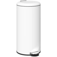 HOMCOM Papelera de Cocina 30L con Pedal Tapa de Cierre Suave y Cubo Extraíble para Dormitorio Oficina Estudio Salón Crema(m-1)