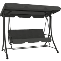 Outsunny Baloiço de Jardim de 3 Lugares Baloiço de Exterior com Toldo Ajustável Apoio para os Pés Retrátil 200x127x170 cm Cinzento(m-1)