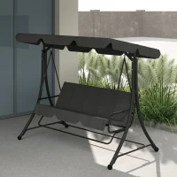 Outsunny Columpio de Jardín de 3 Plazas con Toldo Ajustable Reposapiés Retráctil y Cojines Carga 330 kg 200x127x170 cm Gris(m-7)