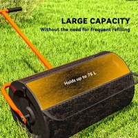 Outsunny Compost Spreader, 24" Peat Moss Spreader with Height Adjustable T Shaped Handle and Metal Mesh Basket, Garden Spreader for Seeding, Spreading Manure, Orange(m-4)