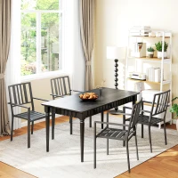 Outsunny Set of Four Minimal Metal Garden Chairs - Black(m-7)