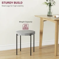 HOMCOM Zestaw 4 hokerów kuchennych, stapelowane, wykończenie aksamitne, do 120kg, stelaż stalowy, 41,5 x 41,5 x 46 cm, Ciemnoszary(m-4)