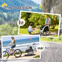 PawHut przyczepka dla psa przyczepa rowerowa jogger wózek dla psa przyczepa 2 w 1 biała(m-4)
