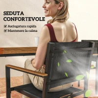 Outsunny Set da Giardino 7 Pezzi con Tavolo da Pranzo e 6 Sedie Impilabili con Braccioli, Teak(m-6)