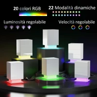 HOMCOM Comodino Moderno con Luce LED Regolabile con Telecomando e 3 Cassetti, 40x35x60 cm, Bianco Lucido(m-4)