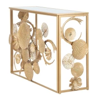 Mauro Ferretti Consola Cu Blat De Sticla Aurii cm 114X40,5X80(m-3)