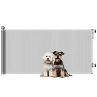 PawHut Retractable Stair Gate Extends Up to 180 cm Wide, Dog Gate for Doorways, Stairways, Hallways, Grey(m-10)