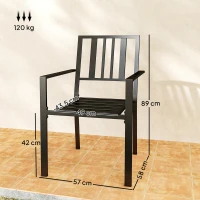 Outsunny Set of Four Minimal Metal Garden Chairs - Black(m-3)