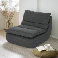 HOMCOM Schaumstoff-Bodensessel, Liegesessel, Lounge-Sessel für Wohnzimmer, Schlafzimmer, Grau(m-9)