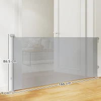 PawHut Retractable Stair Gate Extends Up to 180 cm Wide, Dog Gate for Doorways, Stairways, Hallways, Grey(m-3)