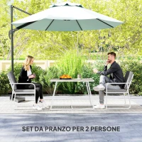 Outsunny Set da Esterno 3 Pezzi con 2 Sedie con Braccioli e Cuscini e Tavolo con Piano in Vetro, Bianco(m-4)