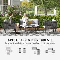 Outsunny 4-Piece Garden Furniture Set with Cushions - Light Grey(m-4)