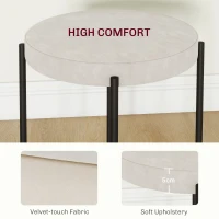 HOMCOM Zestaw 4 taboretów kuchennych, stapelbar, wygląd aksamitu, do 120kg, metalowa rama, 41,5 x 41,5 x 46 cm, kremowy(m-5)