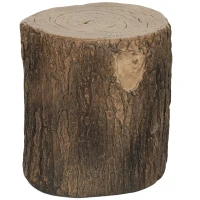 Outsunny Taburete de Jardín Decorativo Forma de Tocón de Árbol Estable Uso Multifuncional Carga 110 kg Ø38x42 cm Madera Natural(m-1)