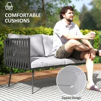Outsunny 4-Piece Garden Furniture Set with Cushions - Light Grey(m-5)