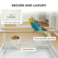 PawHut Bird Cage with Rolling Stand, Acrylic Viewing Panels, Storage Shelf, for Budgie, Parakeet, 48 x 46 x 83 cm(m-5)