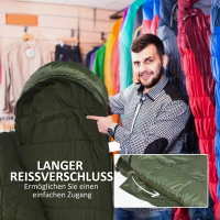 Outsunny Schlafsack, wasserdicht, leicht, gefüttert, Isolierung bis -20° C, 200L x 85B x 15H cm, Dunkelgrün(m-5)