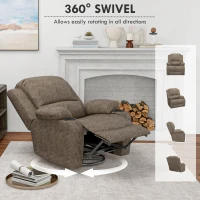 HOMCOM Fotel Relaksacyjny z Podnóżkiem i Funkcją Leżanki, z Uchwytem na Napoje, Fotel Telewizyjny, 87 cm x 95 cm x102 cm, Ciemnobrązowy(m-6)