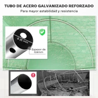 Outsunny Invernadero de Túnel de Jardín 298x197x189 cm con 4 Ventanas para Cultivos y Plantas Cubierta PE 140 g/㎡ Verde(m-8)