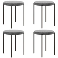 HOMCOM Zestaw 4 hokerów kuchennych, stapelowane, wykończenie aksamitne, do 120kg, stelaż stalowy, 41,5 x 41,5 x 46 cm, Ciemnoszary(m-10)