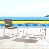 Outsunny Set de Gradina cu Masa si Scaune cu Perne Detasabile, Blat din Sticla si Cadru din Otel, 108x60x72 cm, Alb(m-3)