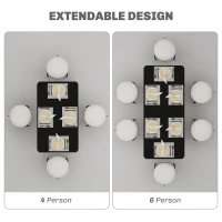 HOMCOM Masa de Gradina Extensibila pentru 4-6 Persoane, cu Picioare din Otel, 160x70x75 cm, Negru(m-4)