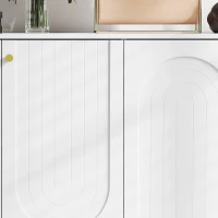 HOMCOM Aparador con 4 Puertas Arqueadas Estantes Ajustables y Patas Doradas 140,8x35x77,5 cm Blanco(m-9)