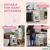 HOMCOM Kids Step Stool, Adjustable Standing Platform, Toddler Kitchen Stool, White(m-6)