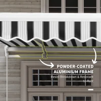 Outsunny markiza zewnętrzna ręczna przegubowa 4 m z korbą aluminium kolor biały + szary(m-6)
