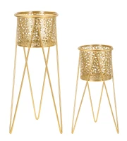 Mauro Ferretti Suport Vaza Glod Set 2 Bucati cm 21X20X46-18X18X32(m-1)