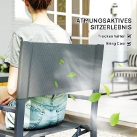 Outsunny 5-Delige Tuinset Stalen Eettafelset voor 4 met Opklapbare Stoelen en Glazen Tafel, Grijs(m-7)