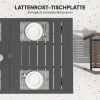 Outsunny Stół Ogrodowy 150x90cm, Odporny na Warunki Pogodowe Stół na Balkon ze Stali, z Otoworem na Parasol Czarny(m-6)