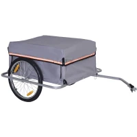 HOMCOM Carrello per Bici Rimorchio per Bicicletta in Acciaio, 140 × 88 × 60cm(m-1)