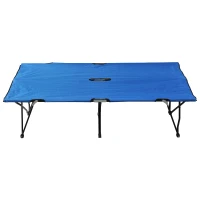 Outsunny Campingbett Klappbar für 2 Personen Feldbett Klappbett mit Tragetasche bis 136 kg belastbar Stahl Oxford Blau+Schwarz 193 x 125 x 40 cm(m-12)
