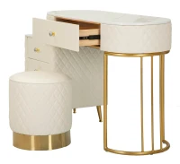 Mauro Ferretti Masa De Camera Cu Taburet Cream cm 120X40X75 (Dimensiune Taburet Ø36X39)(m-3)