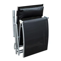 Outsunny Sonnenliege klappbar Strandliege mit Kissen Liegestuhl mit 7-Fach verstellbare Rückenlehne Gartenliege Relaxliege Gartenstuhl bis 165 kg belastbar, für Garten Urlaub Outdoor, Schwarz(m-11)