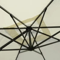 Outsunny Ombrellone a Sbalzo 3x3 m Inclinabile con Manovella e Base a Croce, in Acciaio e Poliestere, Bianco Crema(m-9)