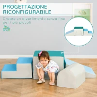 HOMCOM Set 4 Blocchi di Costruzioni Morbidi per Bambini da 1-3 Anni Modulabile, Multicolore(m-6)