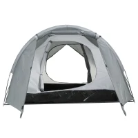 Outsunny Campingzelt für 2-3 Personen Glasfaser Tür mit Reißverschluss Meshfenster inkl. Transporttasche Kuppelzelt 190T Kunstleder2000mm Glasfaser Grau(m-14)