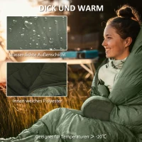 Outsunny Schlafsack, wasserdicht, leicht, gefüttert, Isolierung bis -20° C, 200L x 85B x 15H cm, Dunkelgrün(m-4)