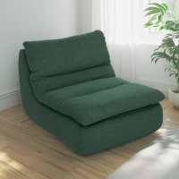 HOMCOM Schuim Vloerfauteuil, Ligstoel met Wasbare Hoes, Lounge Stoel voor Woonkamer, Slaapkamer, Groen(m-8)