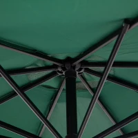 Outsunny 3(m) Banana Parasol Hanging Cantilever Umbrella with Crank Handle, 8 Ribs and Cross Base for Outdoor, Sun Shade, Dark Green(m-9)